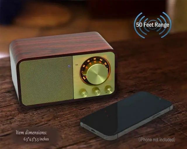 Alt view image 6 of 7 - FM Radio with Bluetooth Retro Bluetooth Speaker Vintage Radio with SD/USB Memory Music Player Function, Wireless Streaming from Smartphone, Up to 10 Hours Playback (Walnut)