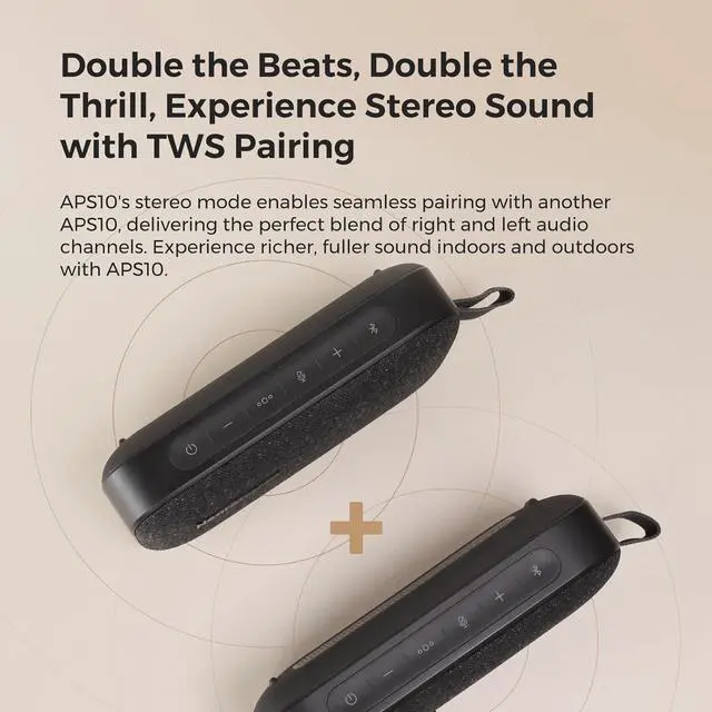Alt view image 6 of 7 - Portable Bluetooth Speaker, Wireless Speakerphone with Microphone, Powerful Sound, USB Speaker with 15H Playtime, Support Multiple Speaker Pairing for Home, Outdoors, APS10