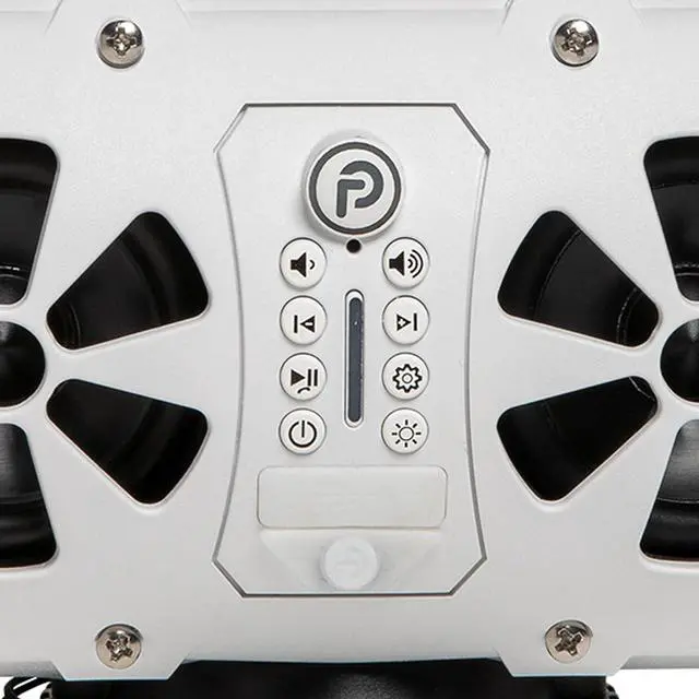 Alt view image 5 of 7 - Bazooka Party Bar Mini | Portable Bluetooth IP66 Waterproof Speaker | RGB Lights | Party Button Pairing | Up to 70 HRS Battery Life | 6 Marine Grade Speakers | White