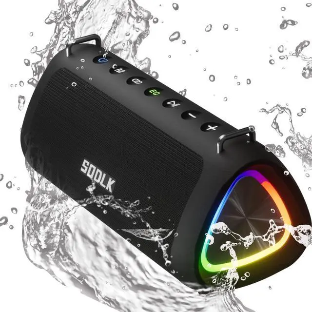 Main image of Bluetooth Speakers, 80W Powerful Portable Wireless Speaker Outdoor IPX7 Waterproof, TF Card, USB Flash Drive, AUX for Party, Pool with EQ, Mic, Mixed Color Light and Charge Out