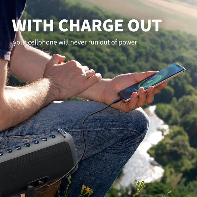 Alt view image 5 of 7 - Bluetooth Speakers, 80W Powerful Portable Wireless Speaker Outdoor IPX7 Waterproof, TF Card, USB Flash Drive, AUX for Party, Pool with EQ, Mic, Mixed Color Light and Charge Out