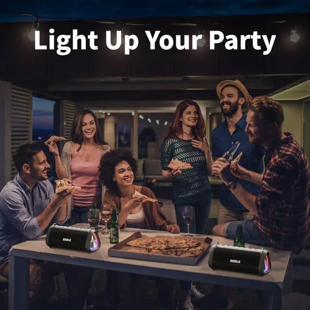 Alt view image 3 of 7 - Bluetooth Speakers, 80W Powerful Portable Wireless Speaker Outdoor IPX7 Waterproof, TF Card, USB Flash Drive, AUX for Party, Pool with EQ, Mic, Mixed Color Light and Charge Out