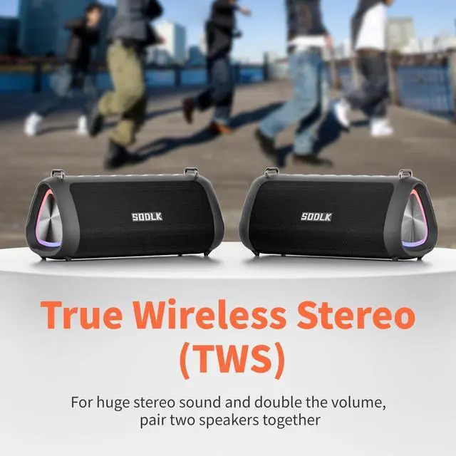 Alt view image 6 of 7 - Bluetooth Speakers, 80W Powerful Portable Wireless Speaker Outdoor IPX7 Waterproof, TF Card, USB Flash Drive, AUX for Party, Pool with EQ, Mic, Mixed Color Light and Charge Out