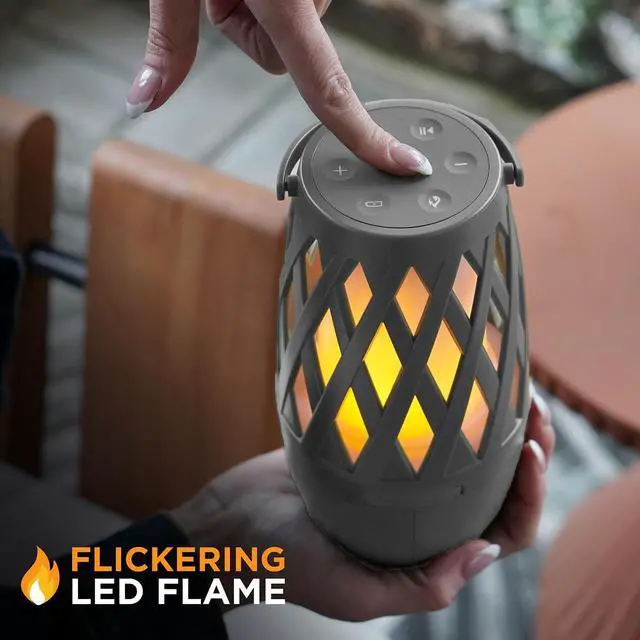 Alt view image 4 of 7 - Limitless TikiTunes Pro Portable Bluetooth 10-Watt Speaker with 3-Mode LED Flame Light, Pair up to 100 Speakers, 4000 mAh Battery for iPhone/iPad/Android (Graphite)