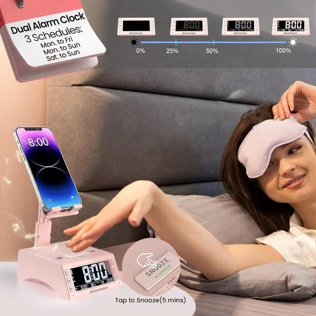 Alt view image 4 of 7 - JTEMAN Gifts for Men Women,Cell Phone Stand with Wireless Bluetooth Speaker,Adjustable Cool Tech Kitchen Gadgets,Unique Birthday Gift Idea for Him, Husband, BoyfriendPink
