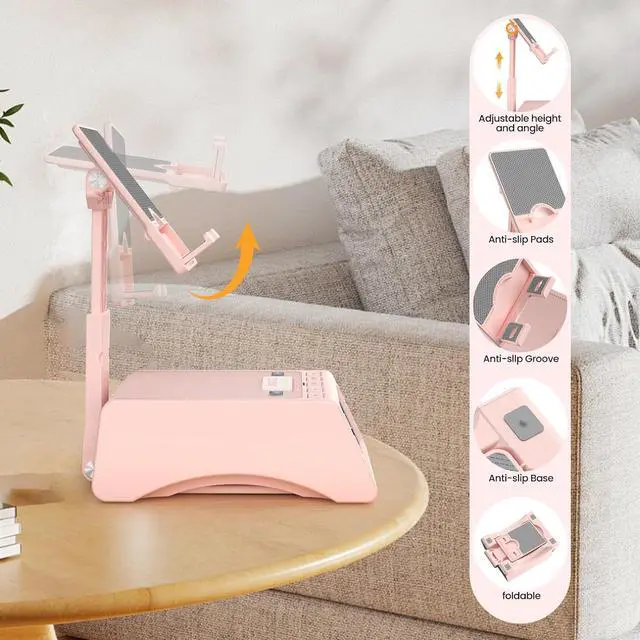 Alt view image 5 of 7 - JTEMAN Gifts for Men Women,Cell Phone Stand with Wireless Bluetooth Speaker,Adjustable Cool Tech Kitchen Gadgets,Unique Birthday Gift Idea for Him, Husband, BoyfriendPink