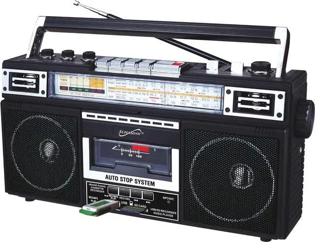Main image of Supersonic SC-3201BT 4 Band Radio & Cassette Player Boombox, Bluetooth Speaker, AM/FM/SW Radio with MP3 Playback, USB & SD Card, 3 Band EQ and Earphone Jack