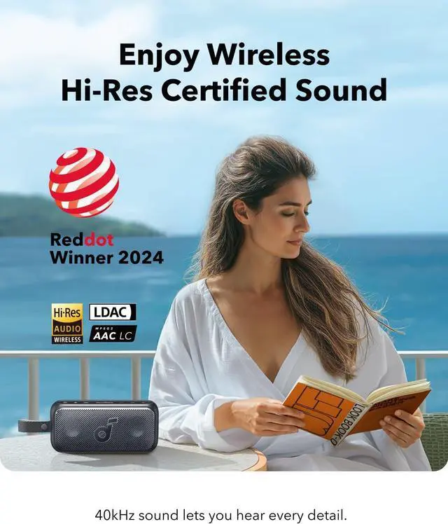 Alt view image 2 of 6 - Soundcore Motion 300 Wireless Hi-Res Portable Speaker with BassUp, Bluetooth with SmartTune Technology, 30W Stereo Sound, 13H Playback, and IPX7 Waterproof, for Backyard, Camping, and Hiking