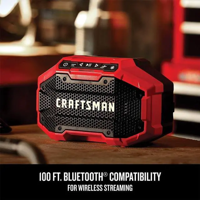 Alt view image 5 of 7 - CRAFTSMAN V20 Wireless Portable Bluetooth Speaker, Tool Only (CMCR001B), Red