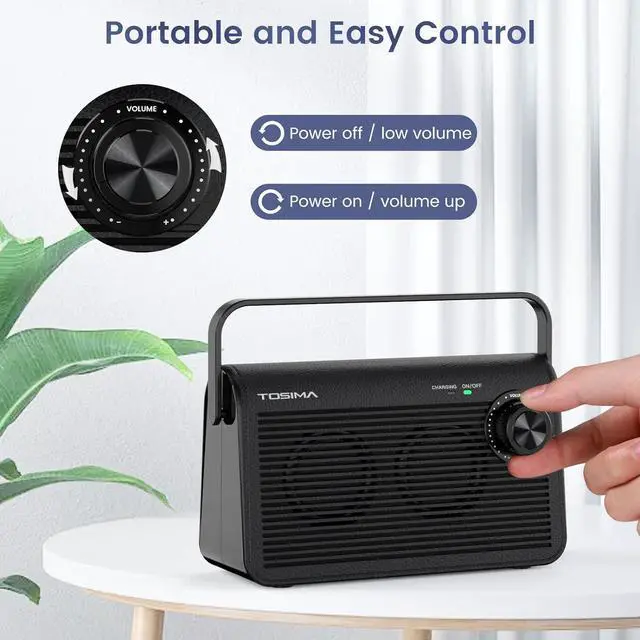Alt view image 3 of 7 - Tosima TV-9000 Wireless TV Speaker,Portable TV Speaker for Hard of Hearing and Elderly, 2.4G RF Transimitter 30M/100Ft Range, 1000mAh Rechargable Battery,Compatible with All Audio Devices