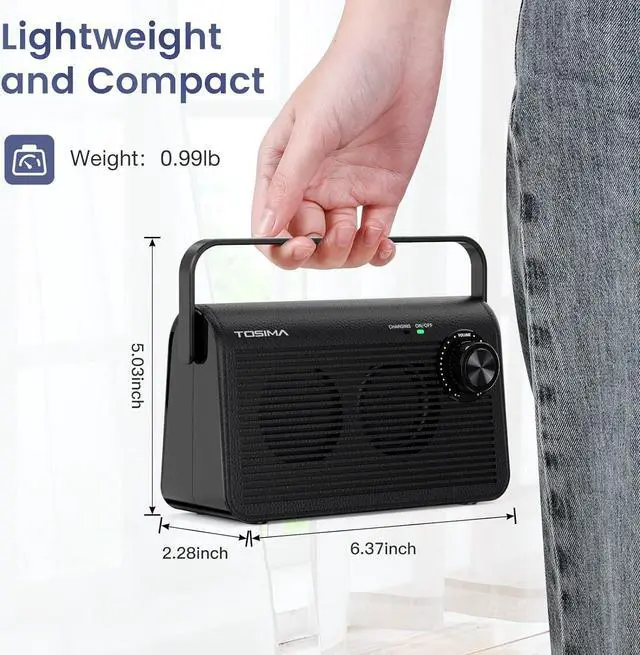 Alt view image 6 of 7 - Tosima TV-9000 Wireless TV Speaker,Portable TV Speaker for Hard of Hearing and Elderly, 2.4G RF Transimitter 30M/100Ft Range, 1000mAh Rechargable Battery,Compatible with All Audio Devices