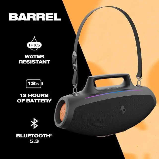 Alt view image 3 of 7 - Skullcandy Barrel Bluetooth Boombox Speaker with LED Lightshow Mode & Terrain Mini IPX7 Waterproof Portable Speaker
