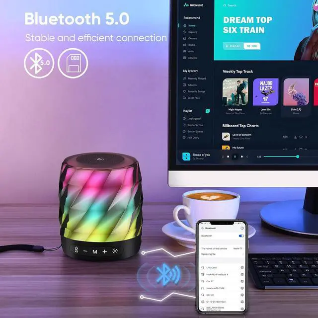 Alt view image 4 of 7 - LFS Bluetooth Speakers,Premium 20W Sound Portable Speakers Bluetooth Wireless,TWS Bluetooth 5.0 Outdoor Speakers with Stable Connection,LED Lights Waterproof Bluetooth Speaker,20H playtime