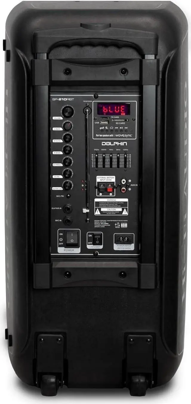 Alt view image 2 of 7 - Dolphin Bluetooth Party Speaker, Neon LED Lights, High Power, X-Bass, Long-Lasting Battery, Trolley & Wheels, Portable Sound System