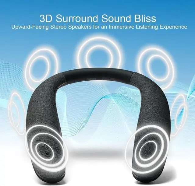 Alt view image 2 of 7 - HomeSpot JY508 Wireless Neckband Speaker - 3D Stereo Sound, 12 Hrs Play Time, Low Latency for Gaming/TV, Type-C Quick Charging, Wearable Speaker for Home, Office, and Outdoors