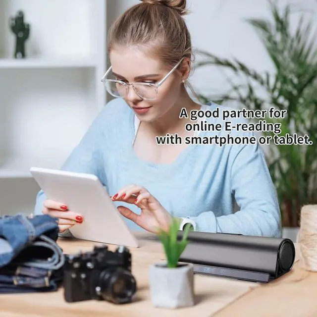Alt view image 6 of 7 - Wireless Bluetooth Speakers, Portable Phone Tablet Stand Holder Speaker, Dual Drivers Bass Stereo Dock Speaker for iPad, Phone, Outdoor, Travel, Home Party (Black)