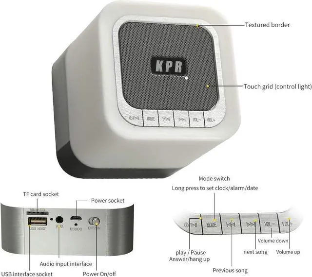 Alt view image 6 of 7 - Night Lights Bluetooth Speaker, Alarm Clock Touch Sensor Dimmable Multi-Color Changing Bedside Lamp, MP3 Player, Wireless