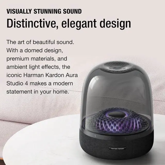 Alt view image 3 of 7 - Harman Kardon Aura Studio 4 - Bluetooth Home Speaker - Superior Sound Performance - 5 Diamond-Effect Lighting Themes - Made with Recycled Materials