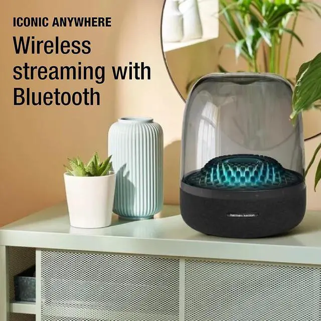 Alt view image 6 of 7 - Harman Kardon Aura Studio 4 - Bluetooth Home Speaker - Superior Sound Performance - 5 Diamond-Effect Lighting Themes - Made with Recycled Materials