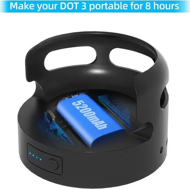 Alt view image 4 of 7 - Battery Base for Echo Dot 3rd Gen Battery Stand Portable Charger for Dot 3rd & Google Mini 2 Back up Battery 8 Hours Play time, Not Include Speaker (Black 5200)