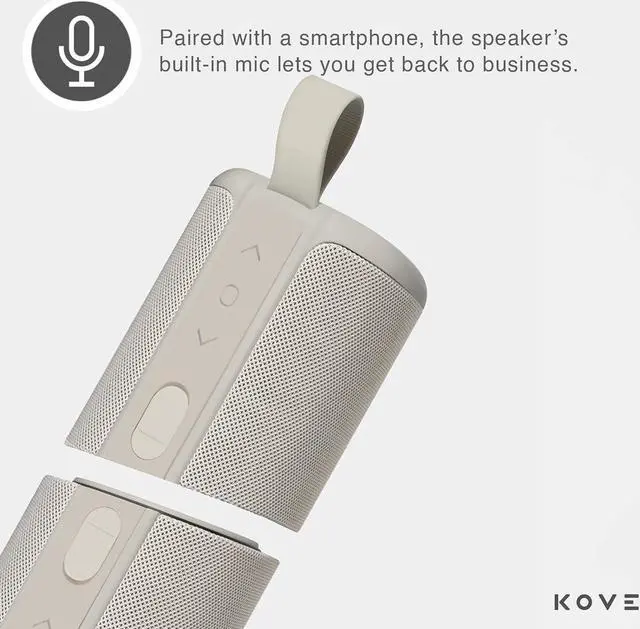 Alt view image 4 of 6 - KOVE Commuter 2 Portable Speaker - Stone Bluetooth Speakers, Wireless with HD Louder Volume, Deep Bass Subwoofer, Microphone, IPX7 Water Resistant - Perfect Boom Box for Home, Outdoor or Travel
