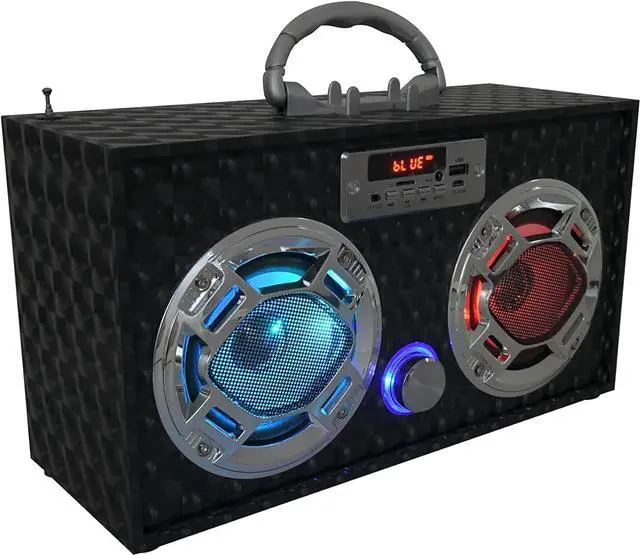 Alt view image 4 of 7 - Boombox Speaker with LED Lights  Retro Bluetooth Speaker w/Enhanced FM Radio - Perfect for Home and Outdoor (Black)