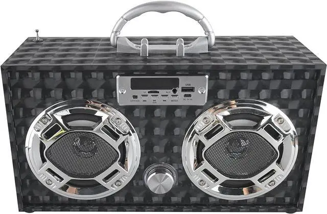 Alt view image 5 of 7 - Boombox Speaker with LED Lights  Retro Bluetooth Speaker w/Enhanced FM Radio - Perfect for Home and Outdoor (Black)