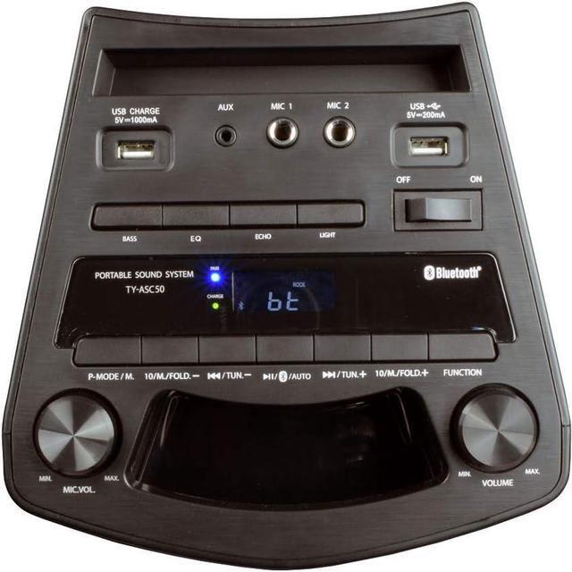 Alt view image 2 of 4 - Toshiba TY-ASC50 Wireless Speaker System w/FM Stereo Radio | 50 Watt Outdoor Bluetooth Speaker | Party Speakers w/Rechargeable Batteries & MP3 Function | 3.5mm Stereo Earphone Jack | 2 USB Inputs