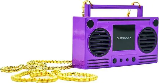 Main image of Bumpboxx MicroBoom Wearable Necklace Bluetooth Speaker Boombox | Bluetooth Portable Speaker | includes 24 Chain & Rechargeable LI-ION Battery | Add Music to The Latest Fashion Trend | Poppoin Purple