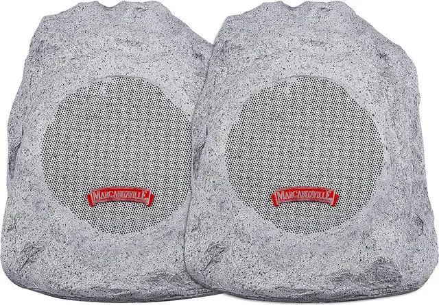 Main image of Margaritaville On The Rock Outdoor Bluetooth Wireless Speaker | Durable Bluetooth Speakers, Fantastic Yard or Patio Decor, IPX-4 Waterproof Rated, Granite Grey (Two Pack)