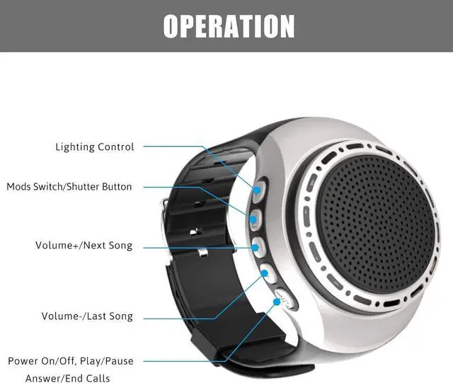 Alt view image 3 of 4 - Wireless Wearable Waterproof Wrist Portable Bluetooth Speaker Watch with Multi Function FM Radio & MP3 Player & TWS & Selfie & Ultra Long Standby Time for Running, Hiking, RidingSilver