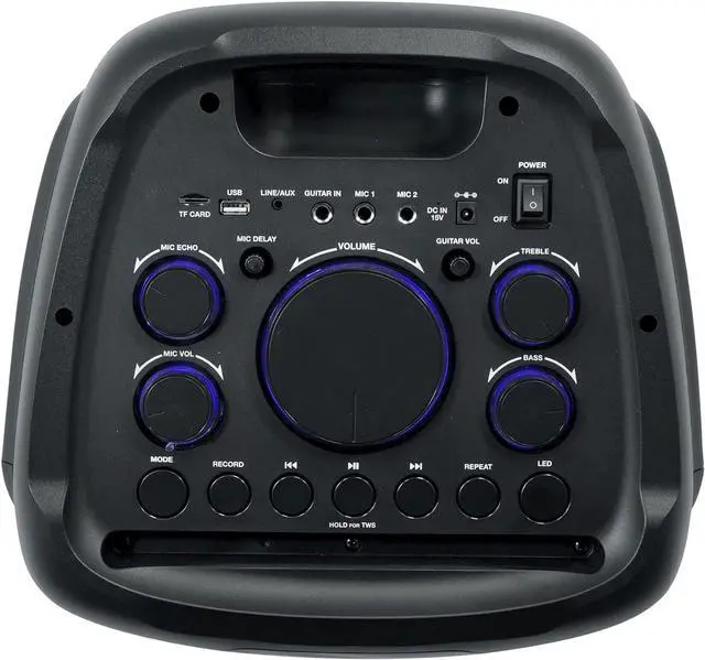 Alt view image 3 of 7 - Rockville BASS Party 10 Dual 10" Portable Battery LED Party Bluetooth Speaker