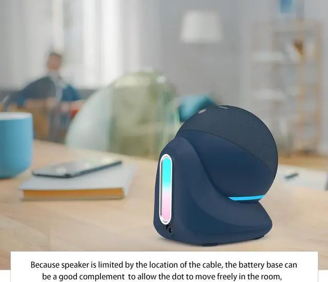 Alt view image 3 of 5 - Fanxoo ED5 battery base.The DC socket provides mobile power for EchD 5th generation,Built in music rhythm,light,The light follows The rhythm of The music,10000 mAh(Blue)(Not Included EchD 5th gen)
