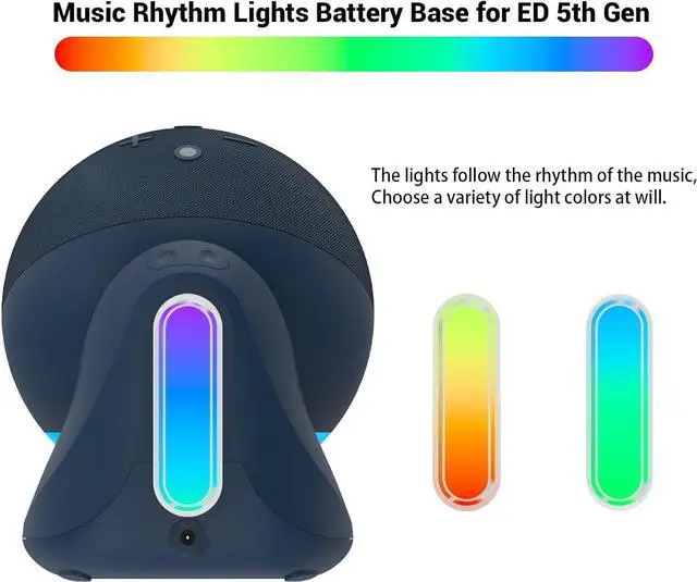 Alt view image 5 of 5 - Fanxoo ED5 battery base.The DC socket provides mobile power for EchD 5th generation,Built in music rhythm,light,The light follows The rhythm of The music,10000 mAh(Blue)(Not Included EchD 5th gen)