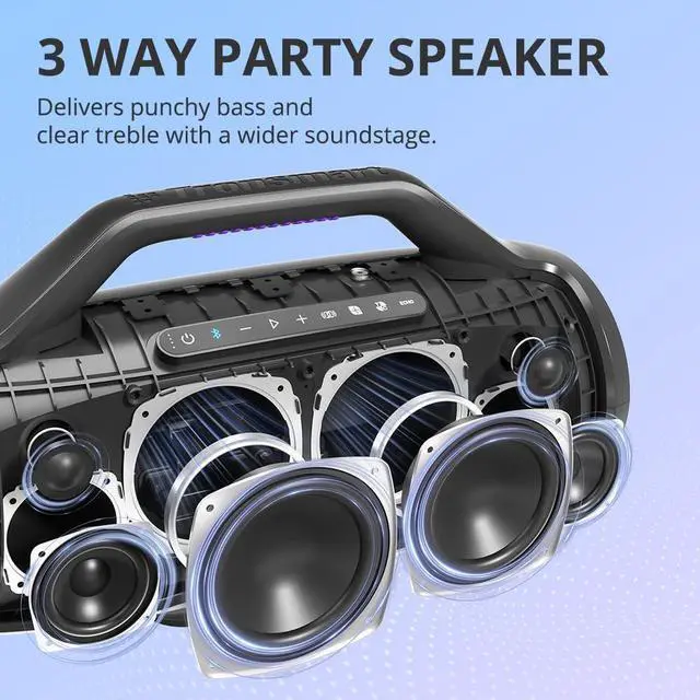 Alt view image 3 of 7 - Tronsmart Bang Max Portable Bluetooth Speaker, 130W Powerful Loud Speaker with Deep Bass, Party Sync, IPX6 Waterproof, 24H Playtime, Customized EQ & Light Show,Portable Speaker with Handle for Outdoor
