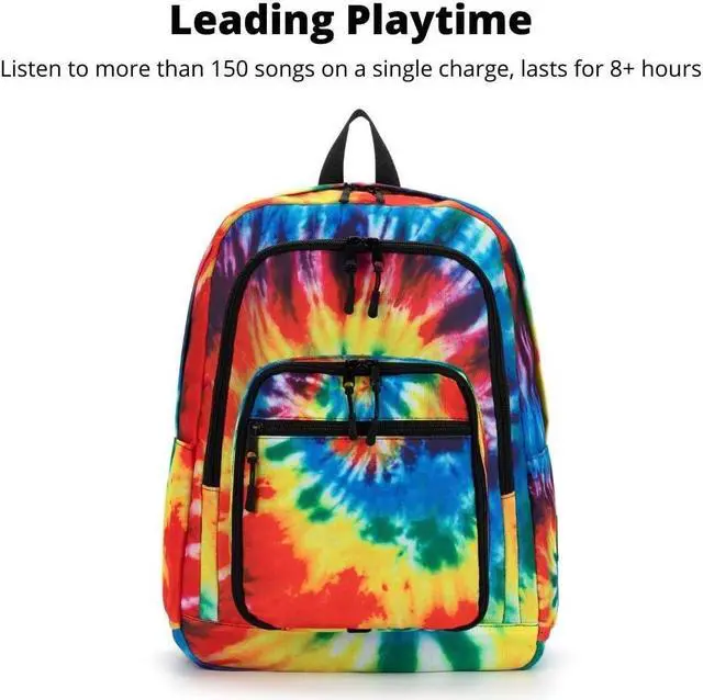 Alt view image 4 of 7 - Business Bluetooth Speaker Backpack with 20-Watt Speakers & Subwoofer for Parties/Festivals/Beach. Rechargeable, Works with iPhone & Android (Tie Dye)