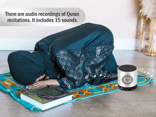 Alt view image 4 of 7 - Digital Quran Speaker FM Radio Silver Color with Remote Control Over 18Reciters and15 Translations Available Quality Qur'an Player Arabic English French, Urdu etc Mp3