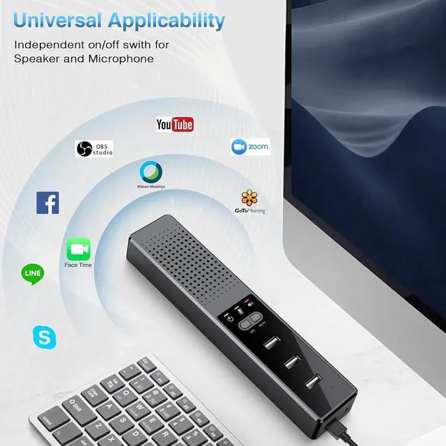 Alt view image 5 of 6 - 3 in 1 Computer Speaker with Microphone, USB Powered PC Speakers for Smart Home Office and Online Study,Portable and External Desk Speakers with Hubs,Plug &Play.