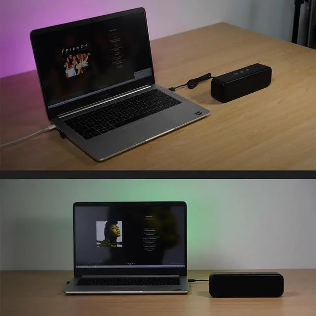 Alt view image 7 of 7 - [Upgraded] USB Computer Speakers for Desktop PC, Laptop | Plug-N-Play | Small Soundbar with Crystal-Clear Sound, Loud Volume, Deep Bass, Touch Control, Compatible with Windows, macOS, ChromeOS, Linux