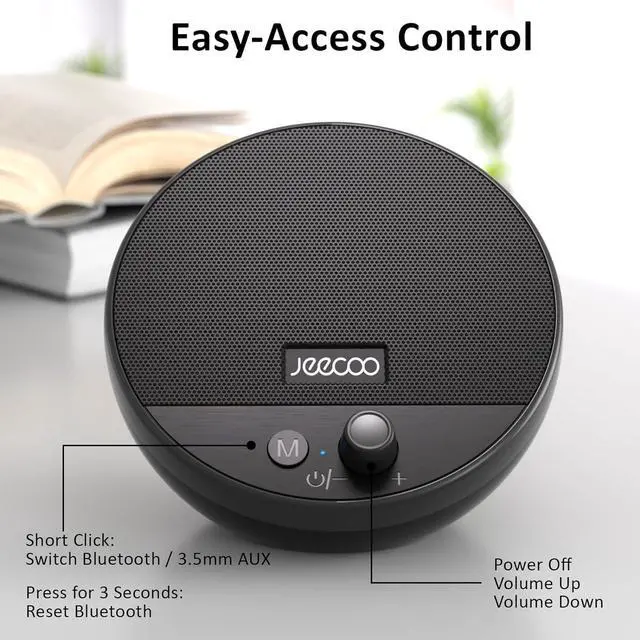 Alt view image 4 of 6 - Jeecoo A10 USB Plug-N-Play Laptop Speakers Bluetooth Computer Speakers with Small & Portable, Easy-Access Volume Knob, Small Speaker with 3.5mm AUX for PC Desktop Monitor Mobile Devices(Single)