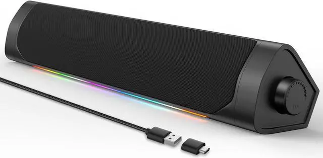 Main image of USB Computer Speakers for Desktop Pc,Bluetooth PC Speakers with Headphone Output,2 Ways Connect USB Powered Wired Speakers for Windows,Linux,Mac Air/Pro Phones(USB-C to USB Adapter Included)