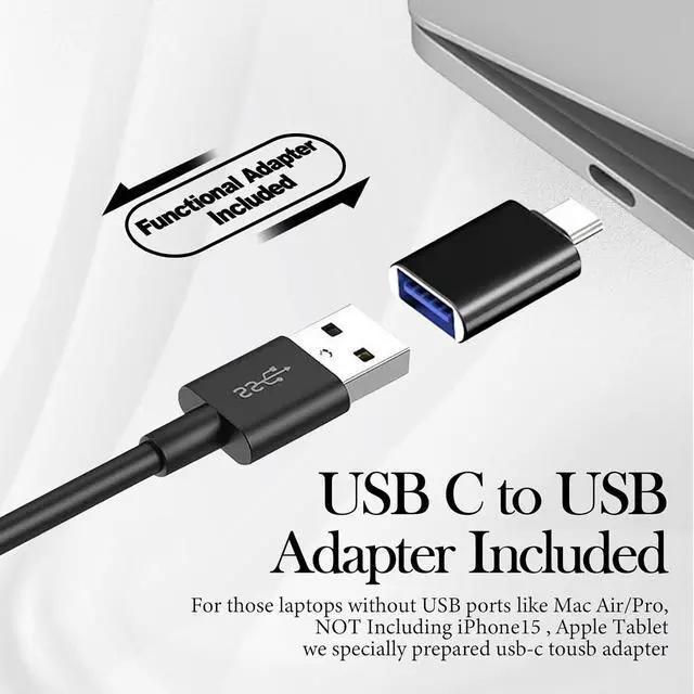 Alt view image 7 of 7 - Computer Speakers for Desktop Pc, Monitor Speakers for Laptop,Pc Speakers with Loud Sound,Volume Control Easily Clamps to Monitors(USB-C to USB Adapter Included) (Black)