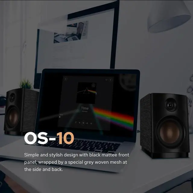 Alt view image 7 of 7 - HiVi-Swans OS-10 HiFi Stereo Speakers, Bluetooth 5.0 Active Computer Bookshelf Speakers - 4'' Dynamic Woofer, Powered Desk Speakers 62w RMS with Touch Control for PC/Phone/TV/Monitor (pair)