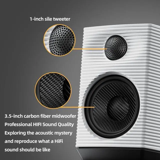 Alt view image 5 of 7 - FiiO SP3 Powered HiFi Active Desktop Speakers - 80W Stereo Computer Speakers and Home Music Sound System with AUX Audio/RCA, 2-Way (Black)