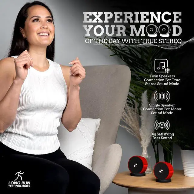 Alt view image 2 of 6 - Bluetooth Speaker Pair - TF SD Card 3.5 mm Audio Cable - Dual Pairing Bluetooth Speakers - Bluetooth Multiple Wireless Speakers - Mothers Day Gift For Mothers - Bluetooth Speaker Multiple Pairing Red