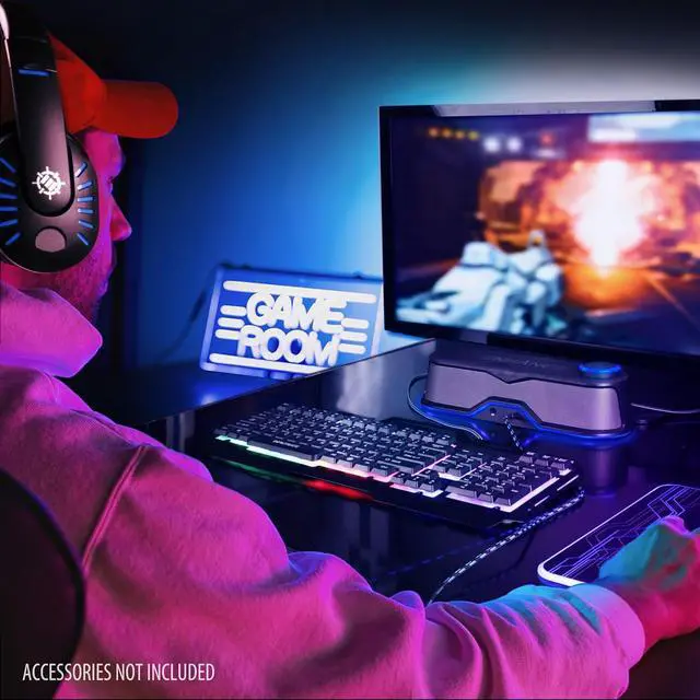 Alt view image 5 of 7 - ENHANCE SB1 Computer Speakers High Excursion Soundbar - USB Powered Computer Sound Bar, Under Monitor Speaker with 10W Peak, LED Volume Control Knob, Headset Pass Through, Gaming Soundbar for PC