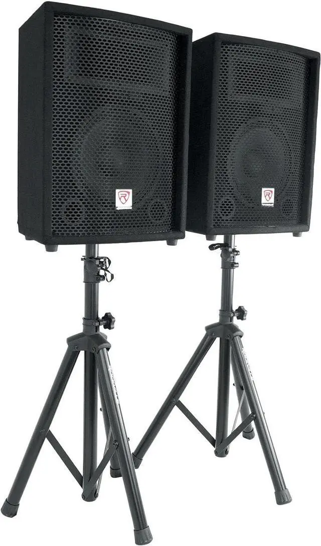 Alt view image 2 of 7 - Rockville RPG2X10 V2 10 in Package PA System 200W RMS / 800W Peak, 4-Channel Powered Mixer with Bluetooth, 2 Speakers, 2 Stands, 2 RMM-XLR Mics, USB SD MP3, for DJ Karaoke Events