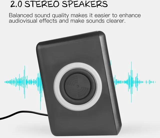 Alt view image 2 of 7 - Computer Speakers with Surround Sound 2.0CH USB Wired Powered Multimedia Speaker for Desktop/TV/PC/Laptops/Smart Phone Built-in Four Loudspeaker Diaphragm (Gray)