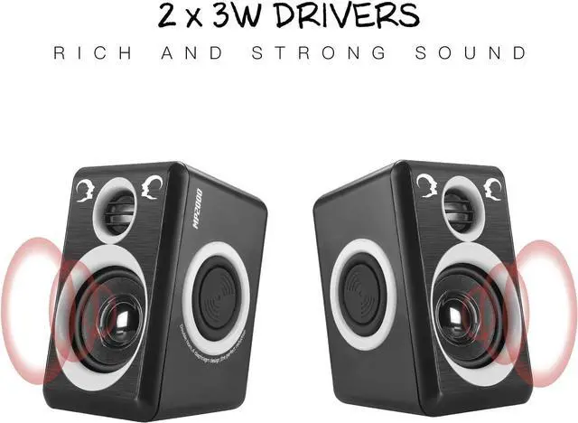 Alt view image 3 of 7 - Computer Speakers with Surround Sound 2.0CH USB Wired Powered Multimedia Speaker for Desktop/TV/PC/Laptops/Smart Phone Built-in Four Loudspeaker Diaphragm (Gray)