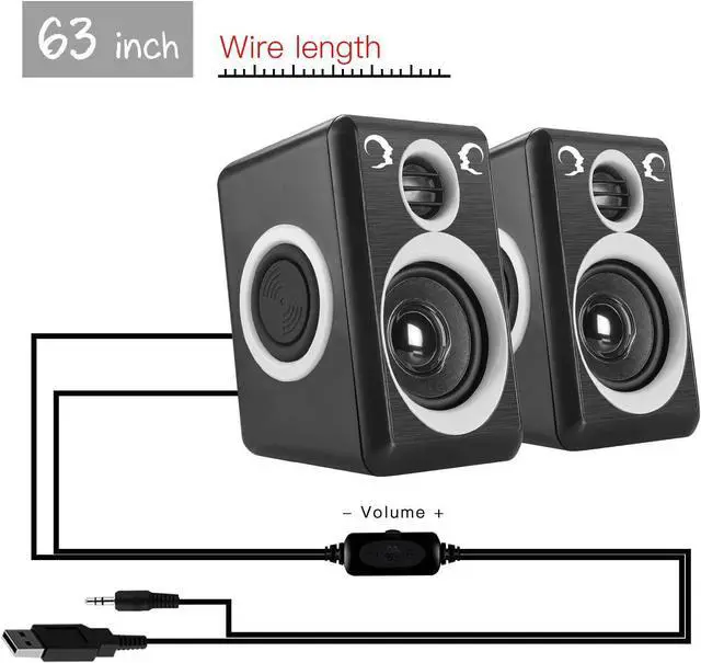 Alt view image 6 of 7 - Computer Speakers with Surround Sound 2.0CH USB Wired Powered Multimedia Speaker for Desktop/TV/PC/Laptops/Smart Phone Built-in Four Loudspeaker Diaphragm (Gray)